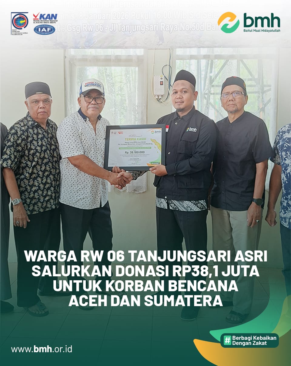 Warga RW 06 Tanjungsari Asri Antapani Salurkan Donasi untuk Korban Bencana Aceh dan Sumatera melalui BMH