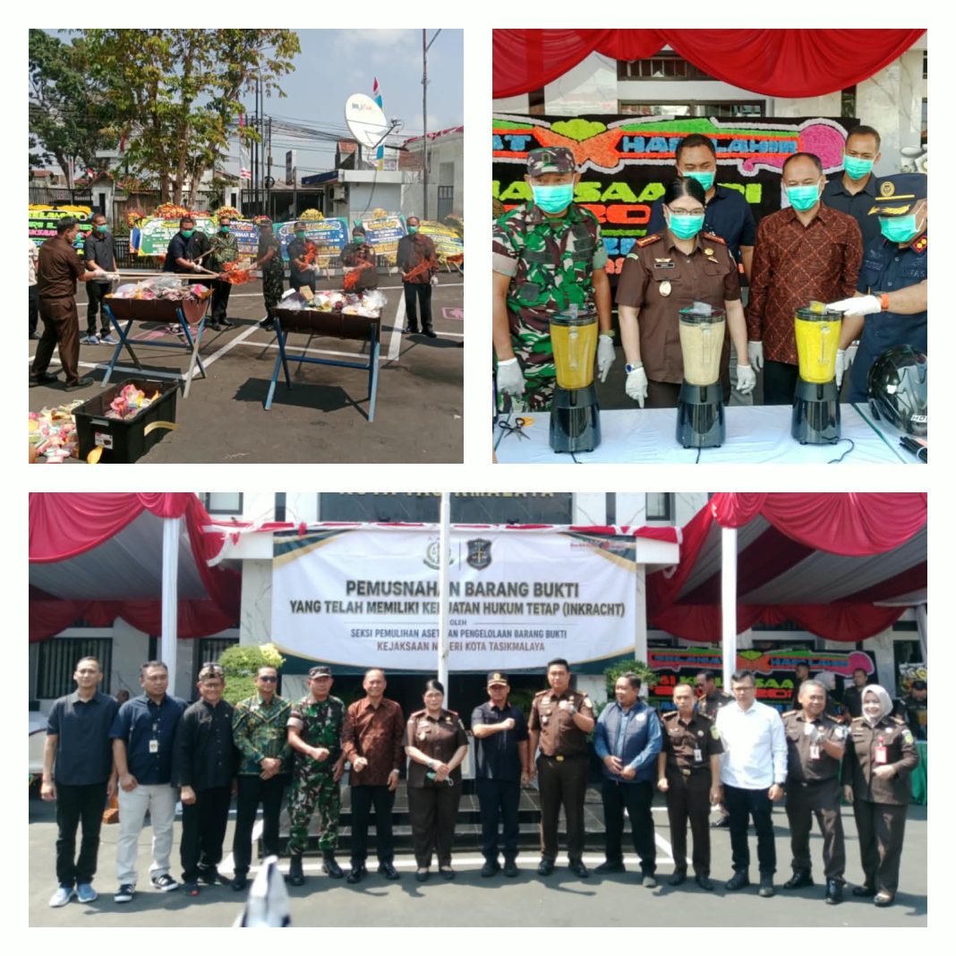 Pemusnahan Barang Bukti Sitaan Oleh Kejaksaan Negeri Kota Tasikmalaya Dihadiri Sekda Kota Tasikmalaya